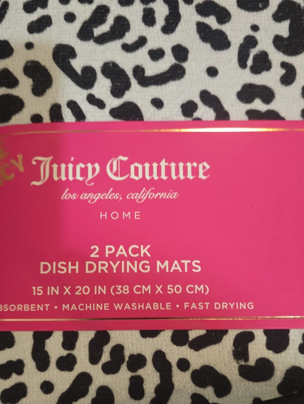Juicy Couture Home 2-PK Leopard Print Dish Drying Mats